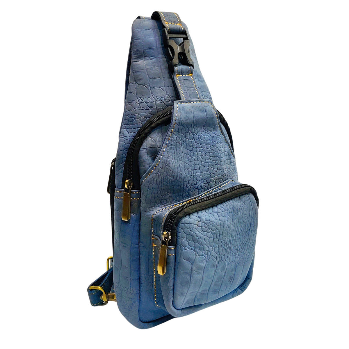 Leather Sling Bag - sky-blue