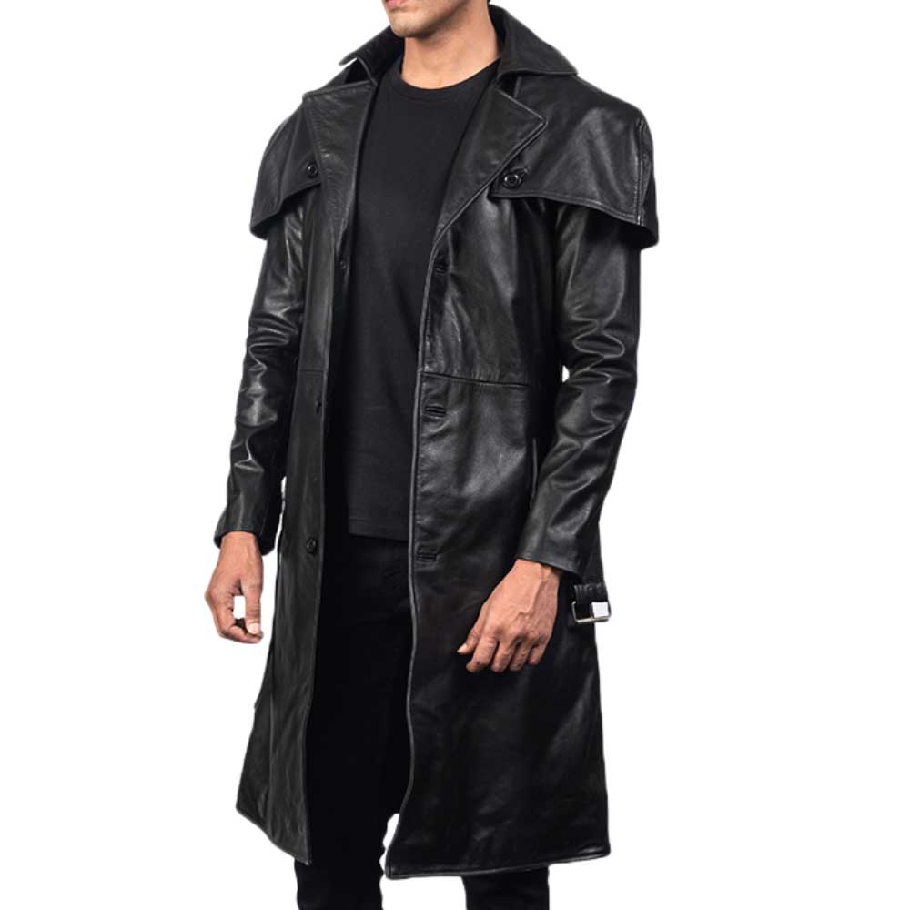 Black Leather Trench Coat