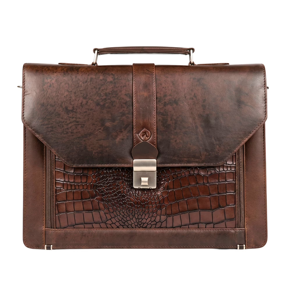 Royal Croco-Front Laptop Bag
