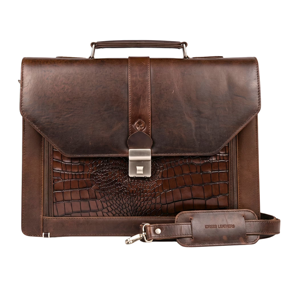 Royal Croco-Front Laptop Bag
