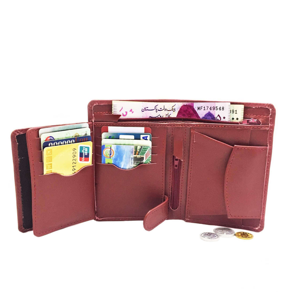 Mens Leather Wallet - maroon