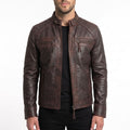 Brown Cafe Racer Leather Jacket