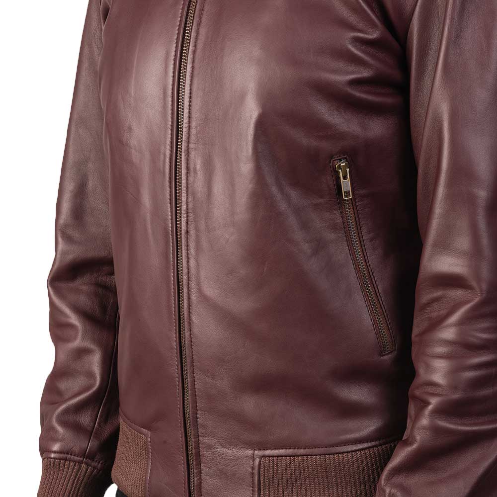 Suede Bomber Jacket - Maroon