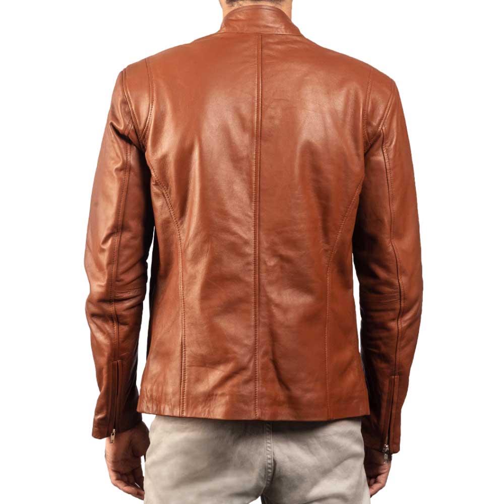 Ionic Black Leather Jacket - Brown
