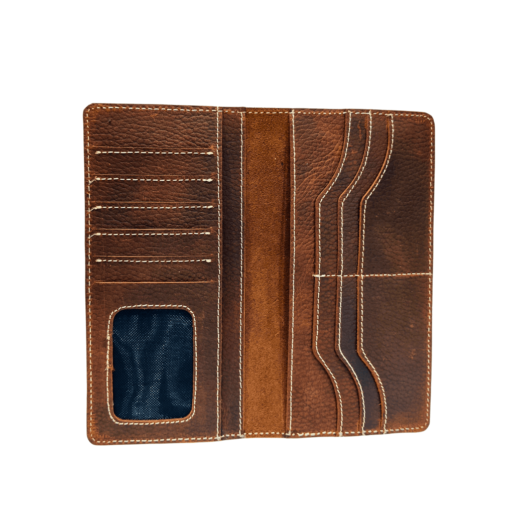 Long Leather Wallet - brown