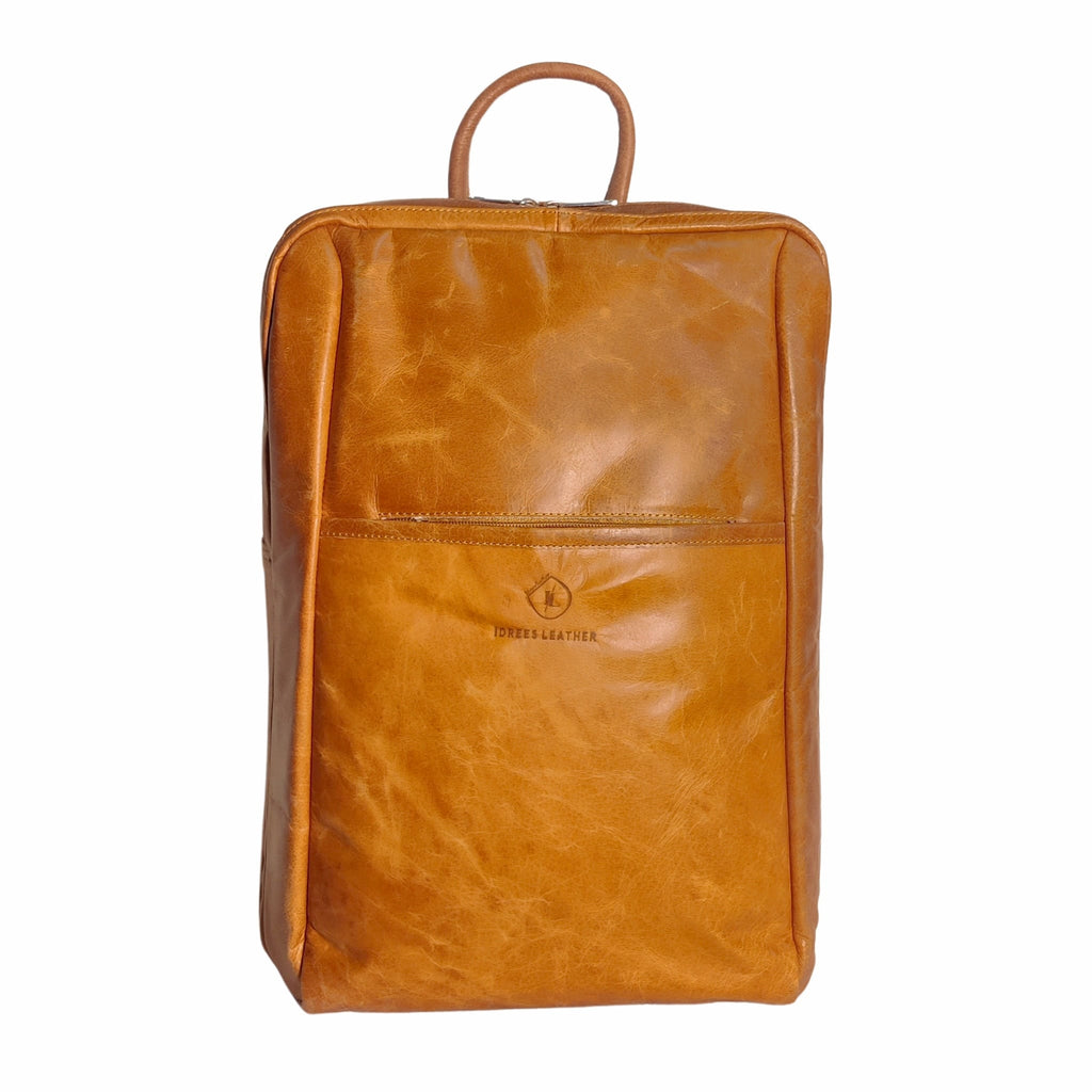 Brown Leather Backpack - tan