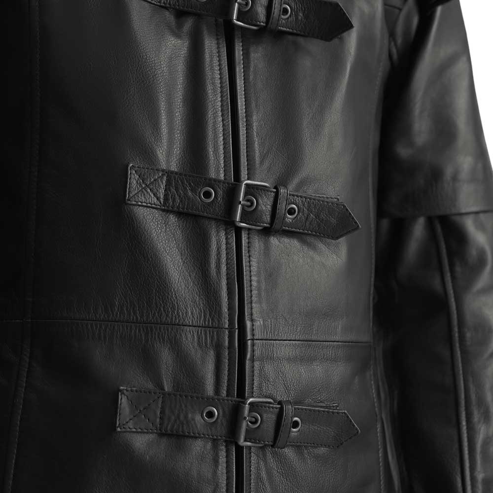 Hooded Leather Trench Coat