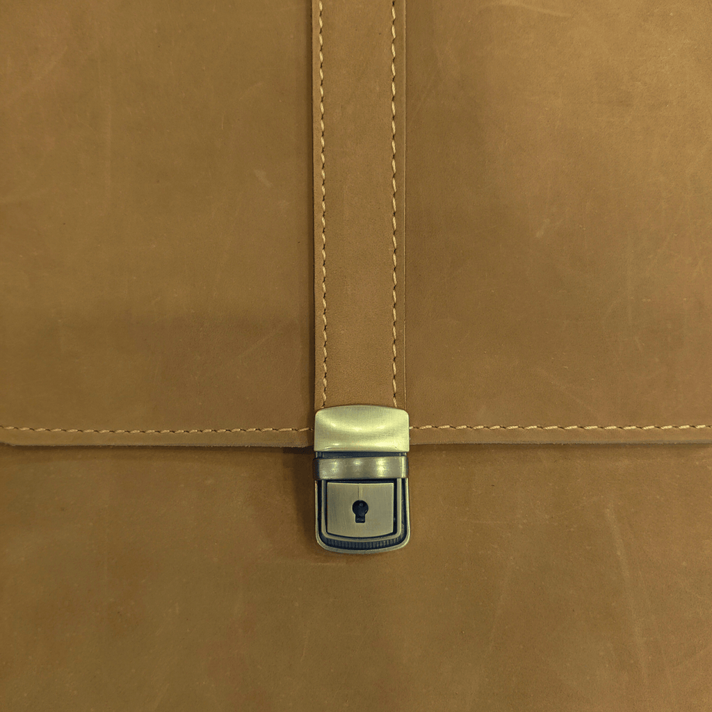 Leather Messenger Bag - camel