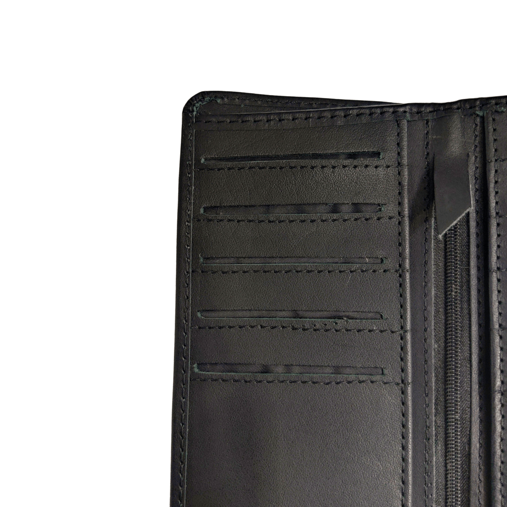 Leather Long Wallet - Black