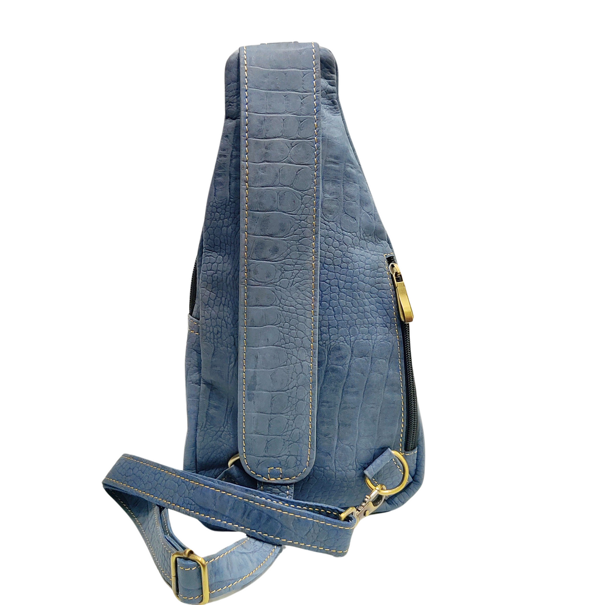 Leather Sling Bag - Sky Blue