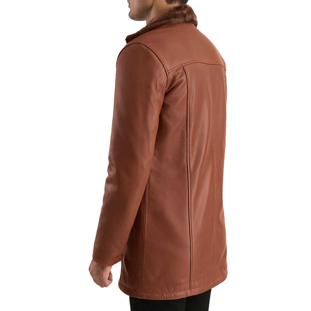 Leather Shearling Coat - tan