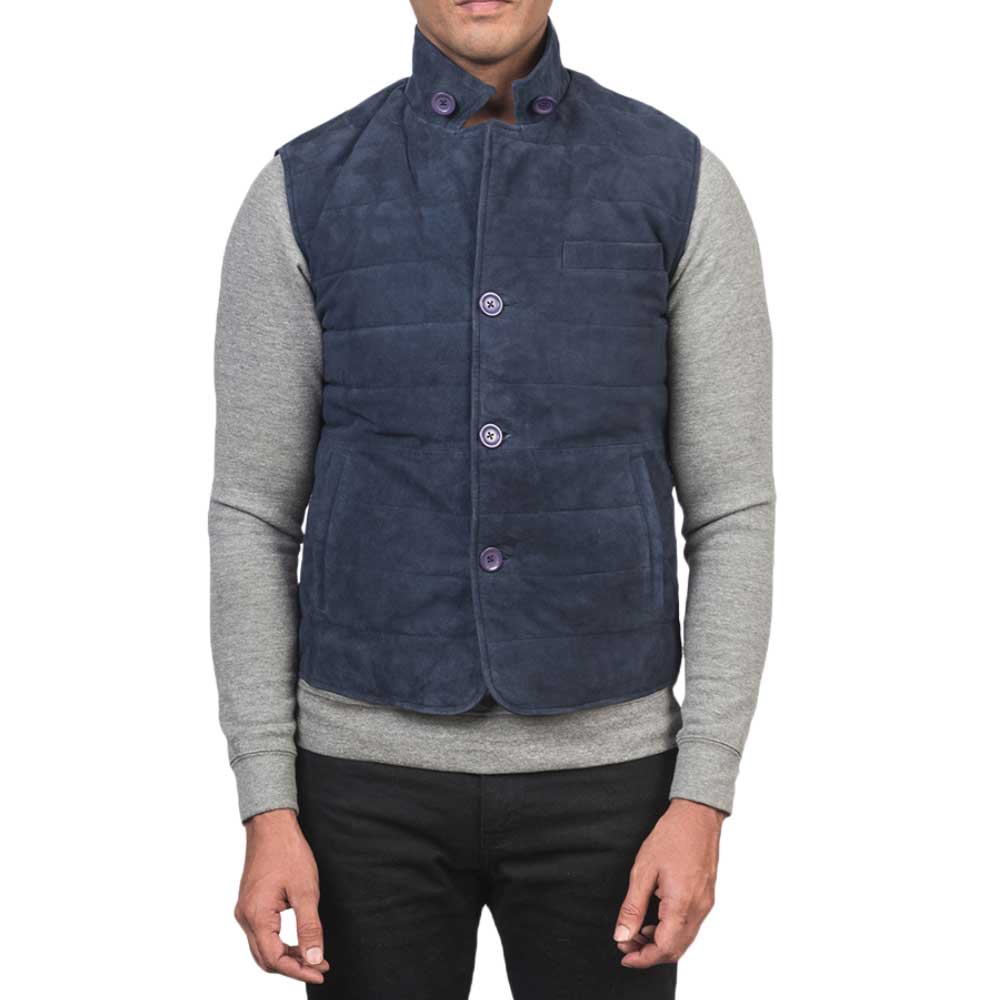 Mens Western Vest - blue
