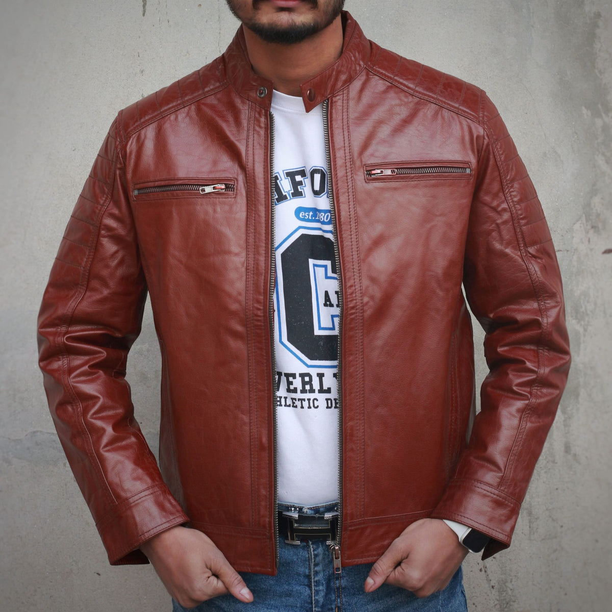 Mens Western Jackets - reddish-brown