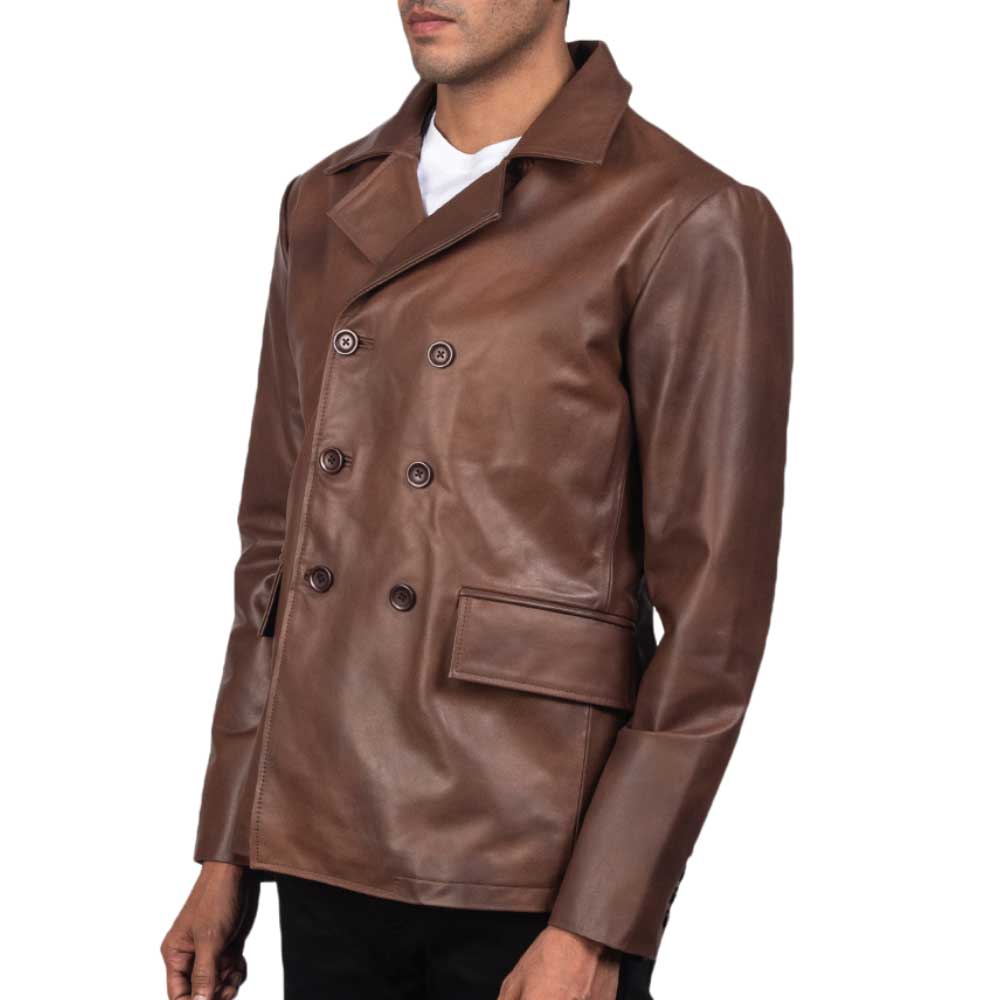 Leather Naval Peacoat