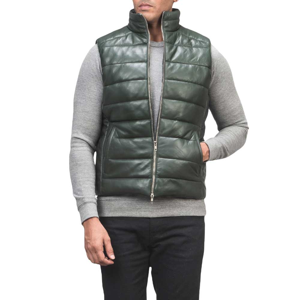 Leather Puffer Vest