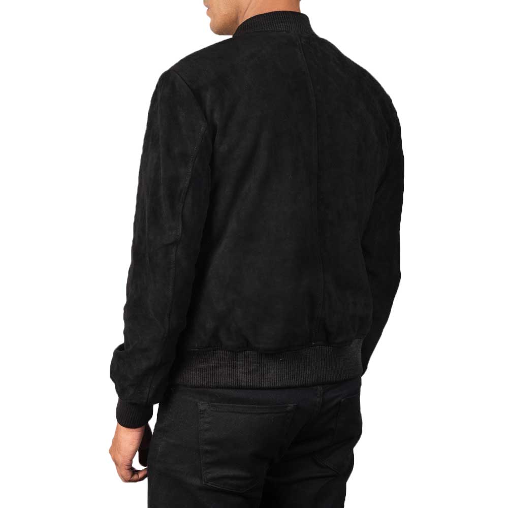 Suede Bomber Jacket - Black Suede
