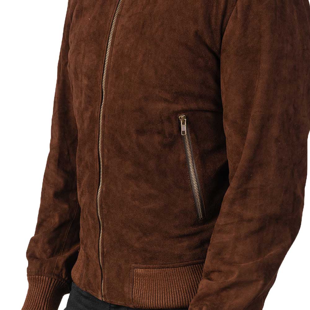 Suede Bomber Jacket - Brown Suede