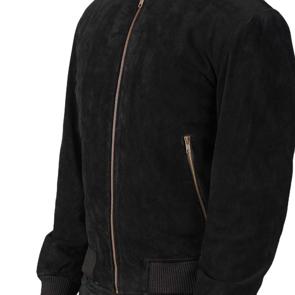Suede Bomber Jacket - Black Suede