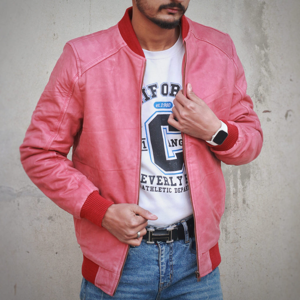 Suede Bomber Jacket - pink
