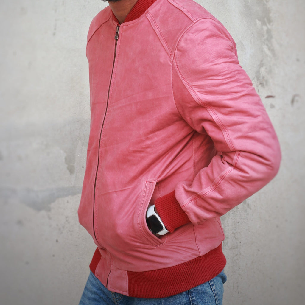 Suede Bomber Jacket - pink
