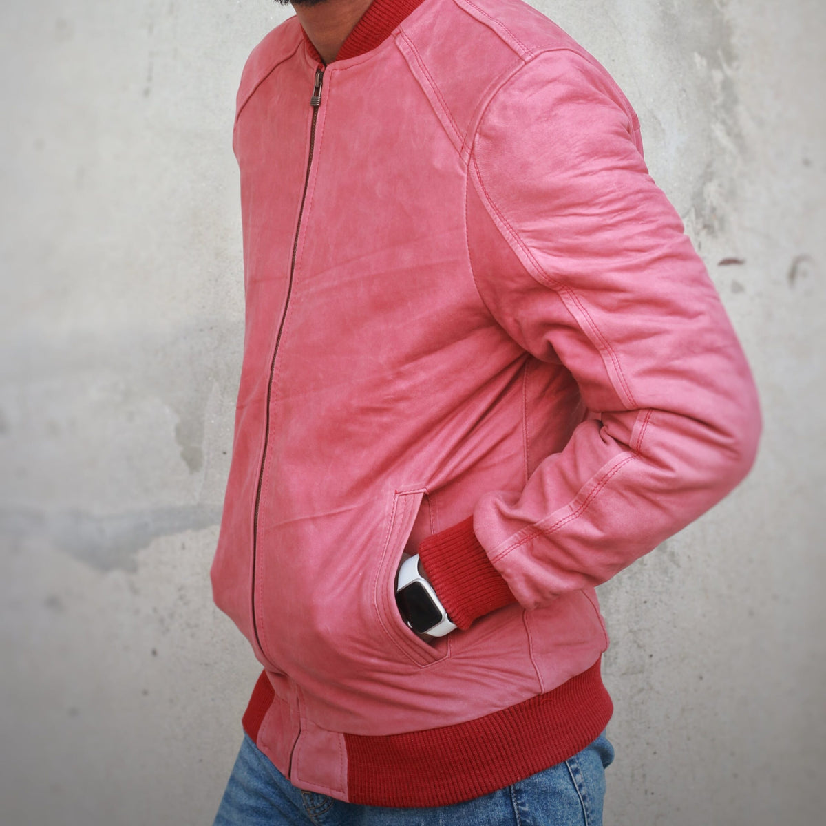 Suede Bomber Jacket - pink
