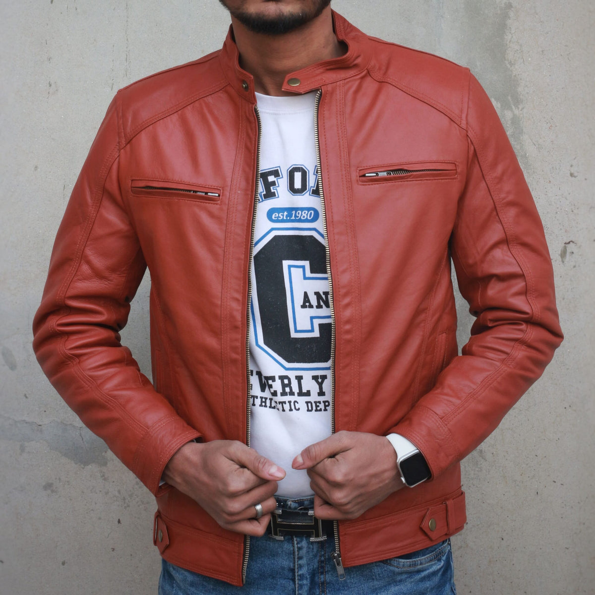 Mens Leather Jacket - tan