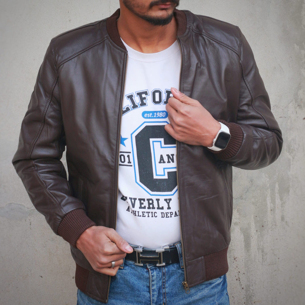Vintage Leather Bomber Jackets - chocolate