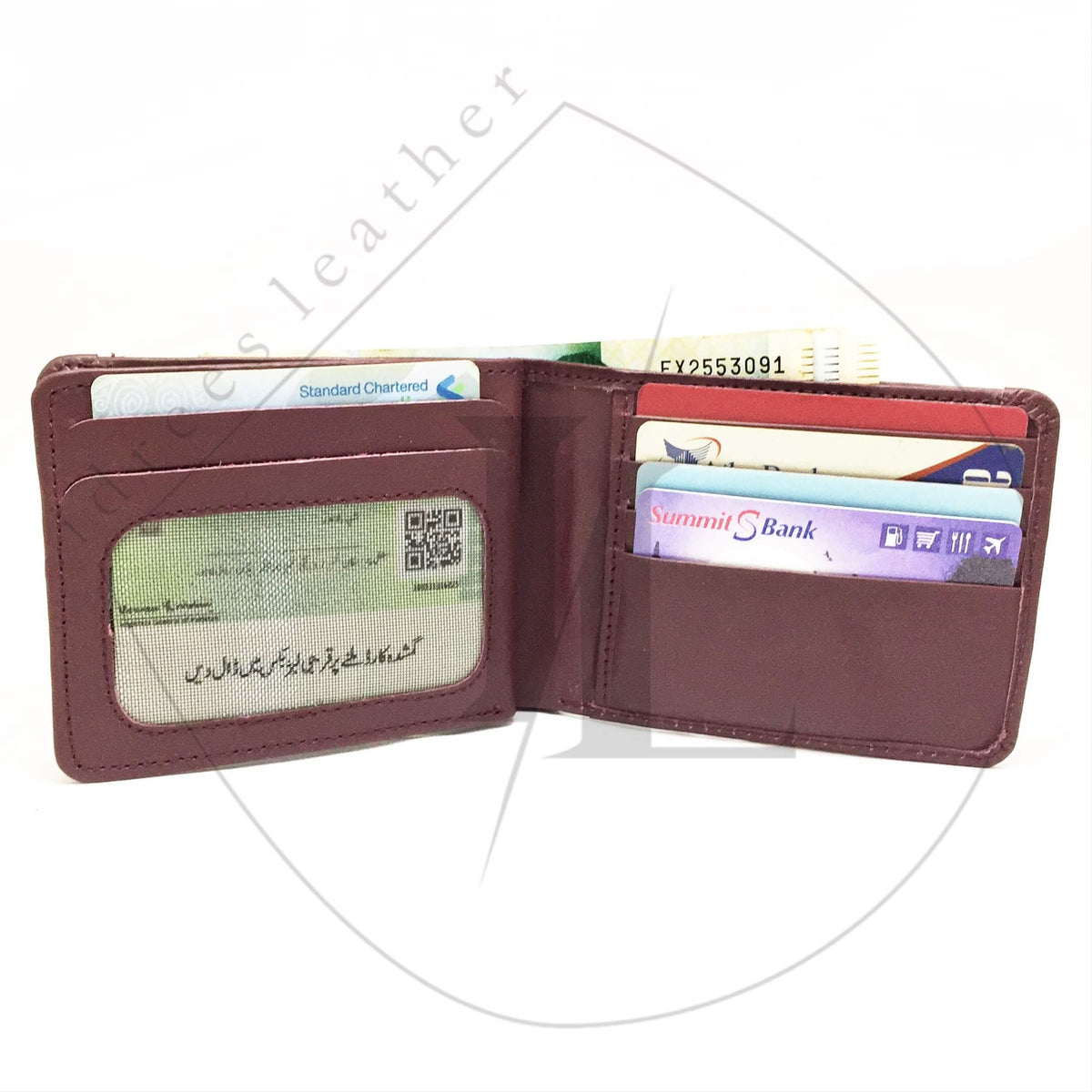 2in1 Leather Wallet - maroon