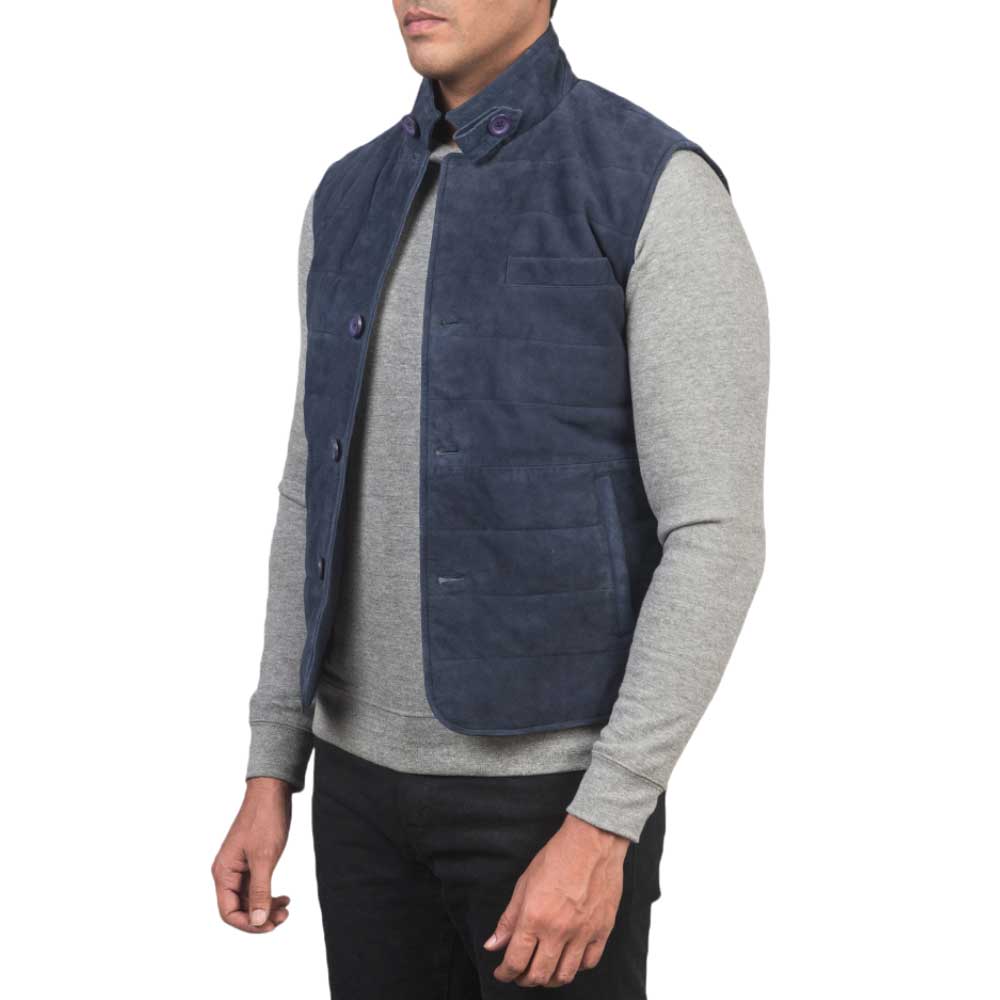 Mens Western Vest - blue