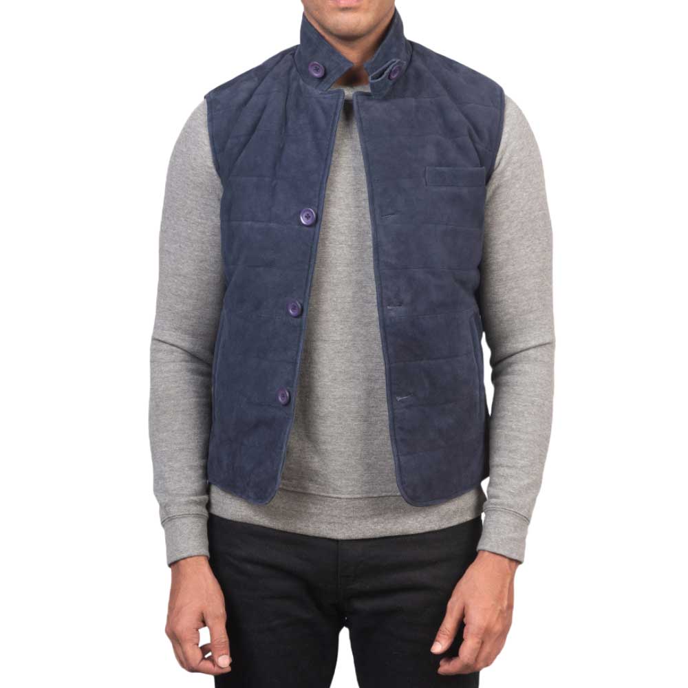 Mens Western Vest - blue