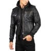 Black leather bomber jacket with hood Near Me Idrees Leather Black leather bomber jacket with hood Near Me Idrees Leather