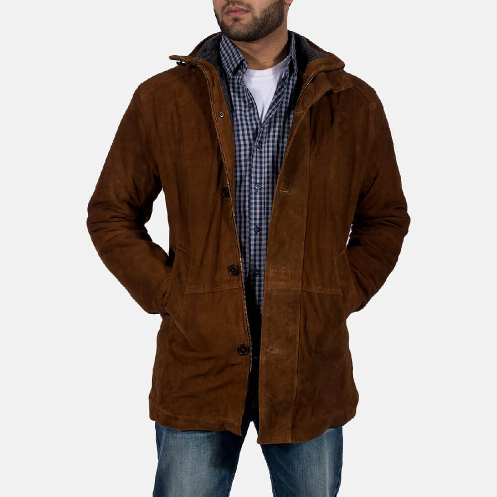 Men's Sheriff Brown Suede Jacket - Idrees Leather