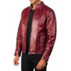 Burgundy coat Idrees Leather