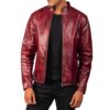 Maroon leather jacket Pakistan Idrees Leather