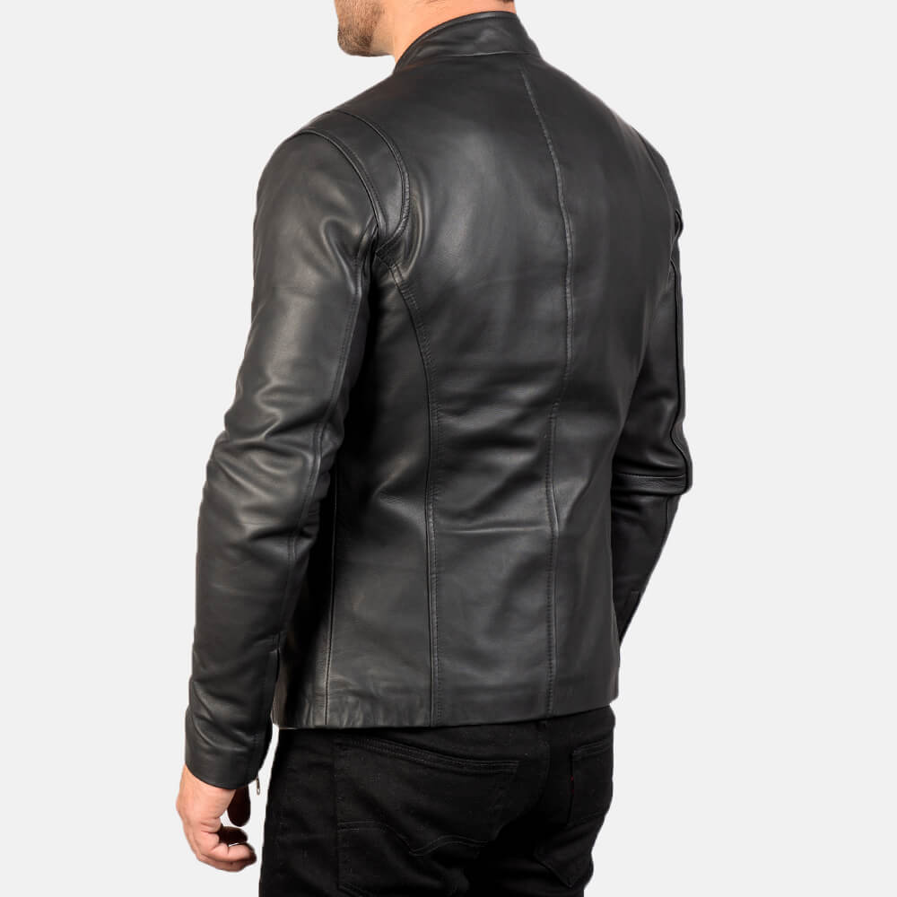 Ionic Black Leather Jacket - Idrees Leather