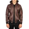 Mens hooded leather bomber jacket Idrees Leather 2 Mens hooded leather bomber jacket Idrees Leather 2