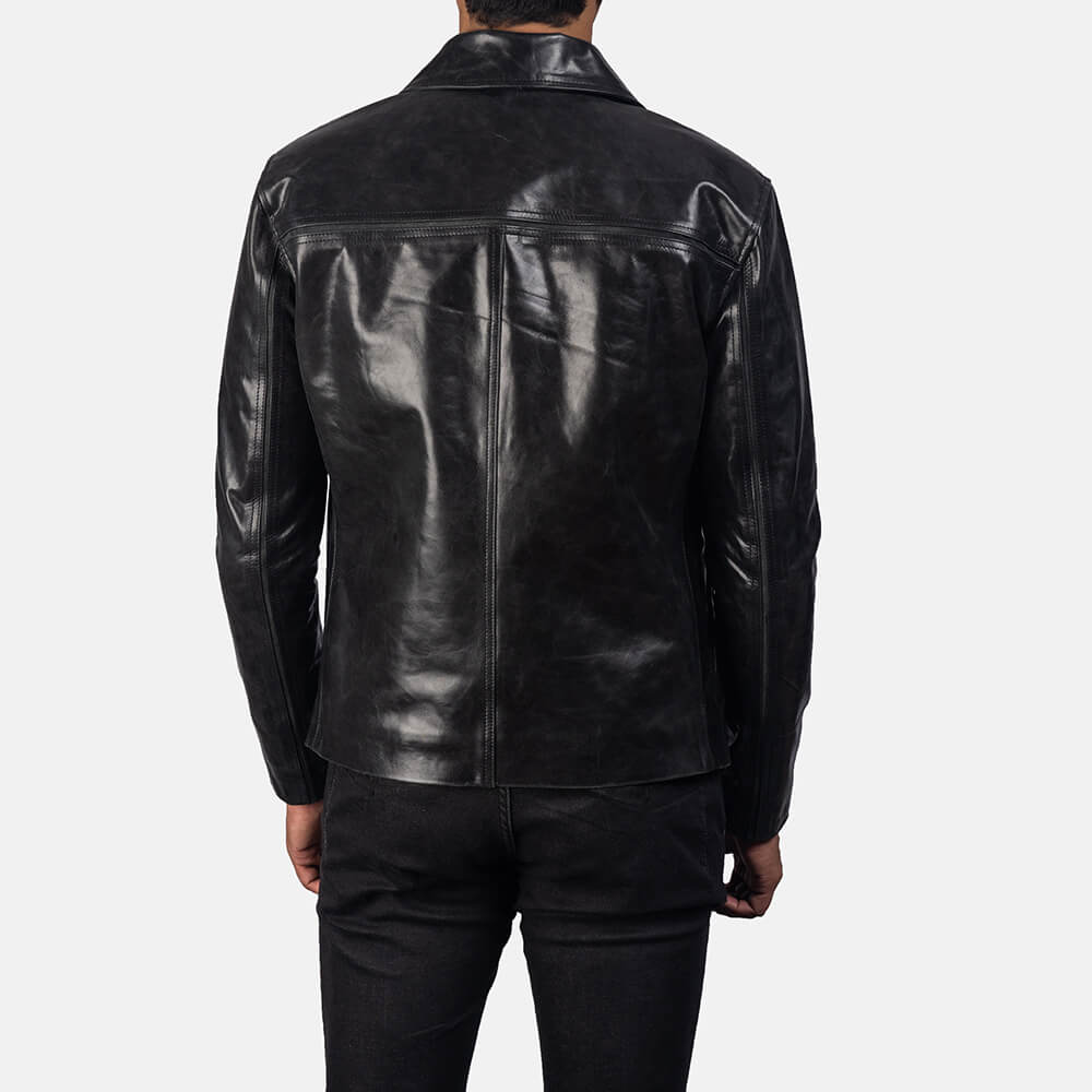 Buy Black Original Leather Jacket with Collar - Idrees Leather