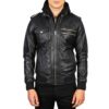 leather bomber jacket with hood Idrees Leather 1 leather bomber jacket with hood Idrees Leather 1