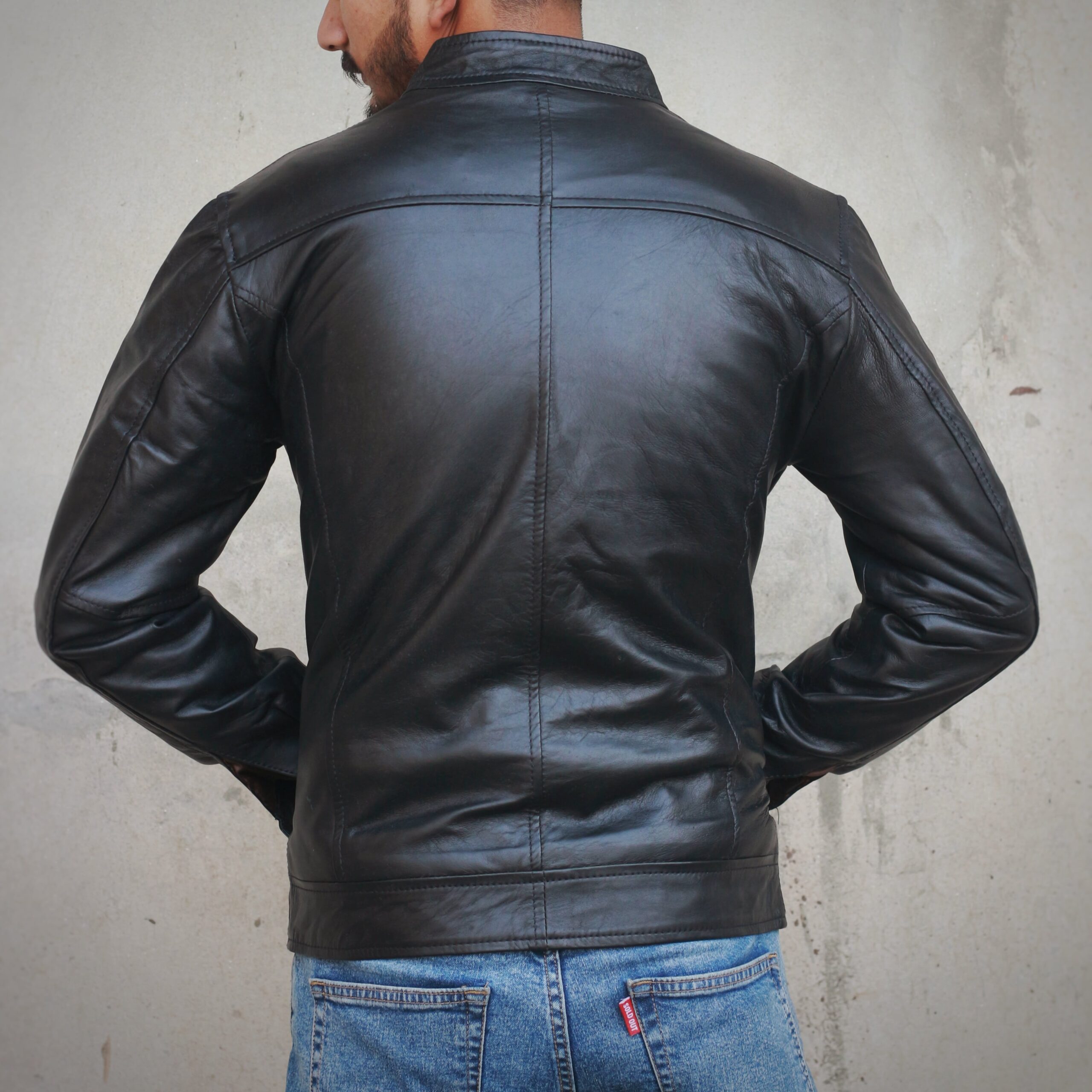 black quilted jacket for men Idrees Leather scaled