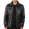 Black bomber jacket mens Idrees Leather Black bomber jacket mens Idrees Leather