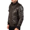 Brown Original Leather Bomber Jacket Lahore Idrees Leather