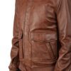 Brown leather aviator jacket Idrees Leather