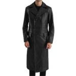 Black Leather Double Breasted Coat Idrees Leather