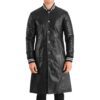 black leather varsity coat Idrees Leather