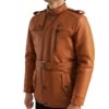 brown leather coat Idrees Leather