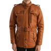 brown leather jacket Idrees Leather