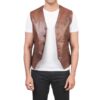 brown motorcycle vest Idrees Leather