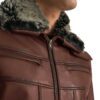 leather jacket brown fur Idrees Leather