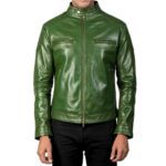 mens green leather jacket Idrees Leather