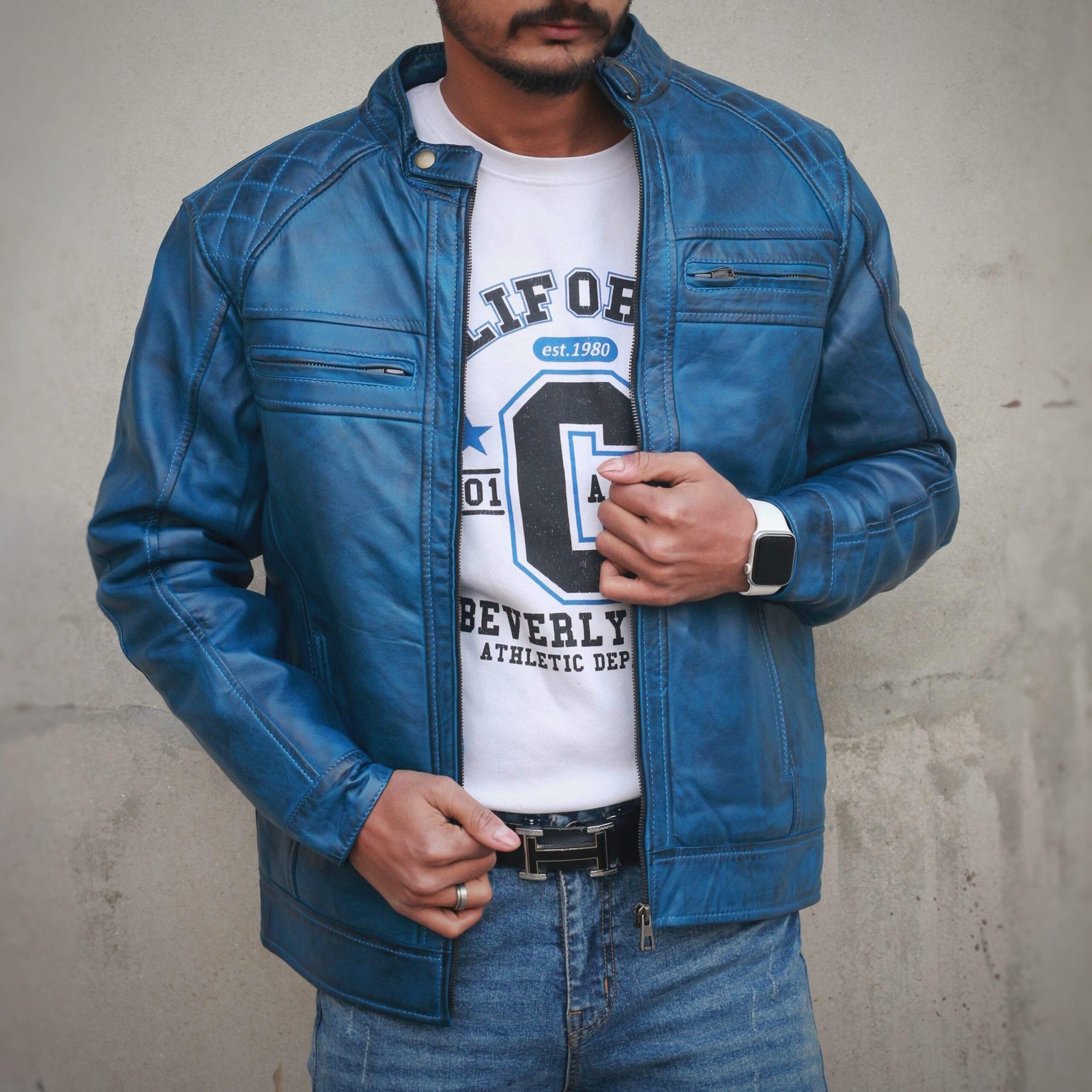 distressed _Vintage_black_and_blue_jacket__Idrees_Leather